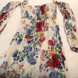 Zara floral off the shoulder midi dress